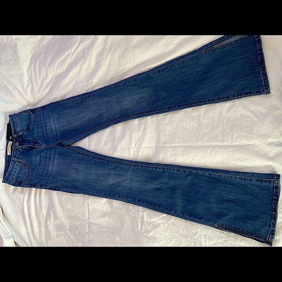 Dark Wash Split Hem Flare Jeans - Picture 1 of 3